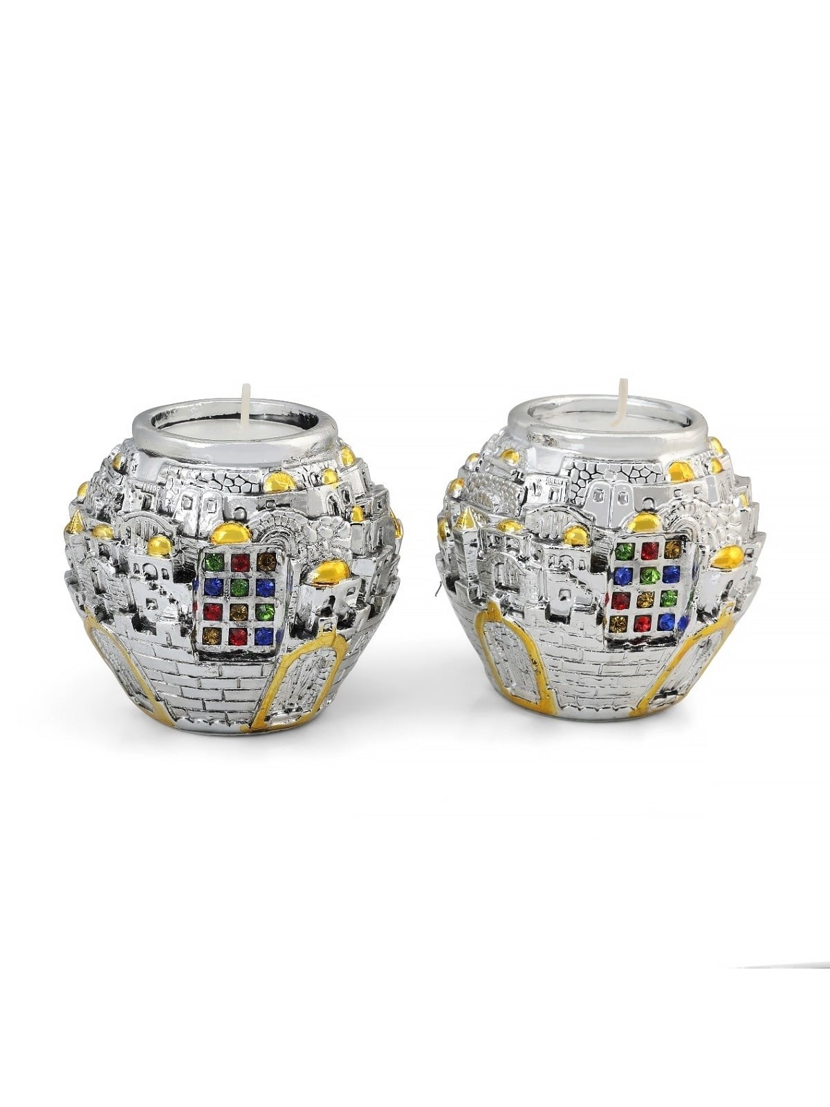 Jerusalem Ball Silver Candlesticks - Hoshen